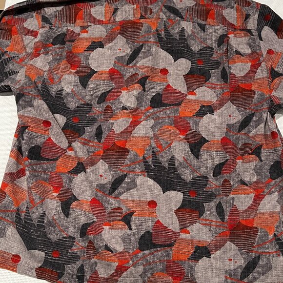 Tommy Bahama Hawaiian 100% Silk Button Up Shirt XL Orange/Tan/Brown Floral EUC - Picture 7 of 9
